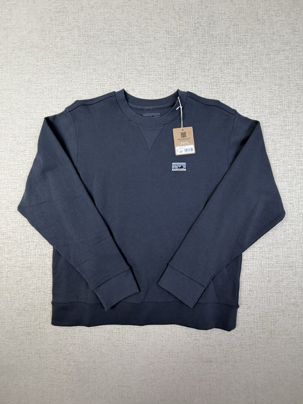 NWT Patagonia Daily Crewneck Sweatshirt Men’s Small Smolder Blue Organic Cotton